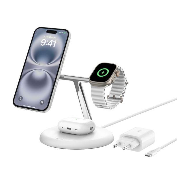 Belkin - Base de carga  3-en-1 Qi2 y Magsafe